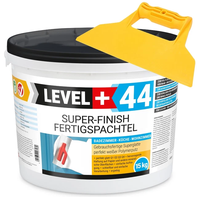 Spachtel Masse 15kg Super Finish Glätt Q4 Küche Bad mit Kunststoffspachtel RM44