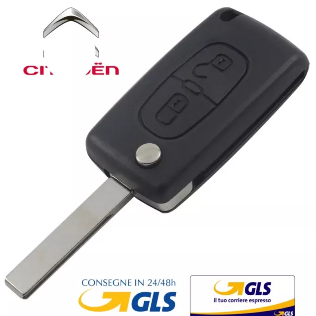 GUSCIO CHIAVE PER CITROEN C1 C2 C3 C4 C5 TELECOMANDO 2 TASTI  Con vano batter*