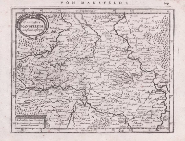 Comitatus Mansfeldiae Grafschaft Mansfeld Sachsen-Anhalt map Karte Mercator 1651