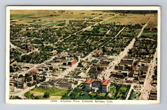 Colorado Springs CO- Colorado Airplane View Fields in Distance Vintage Postcard