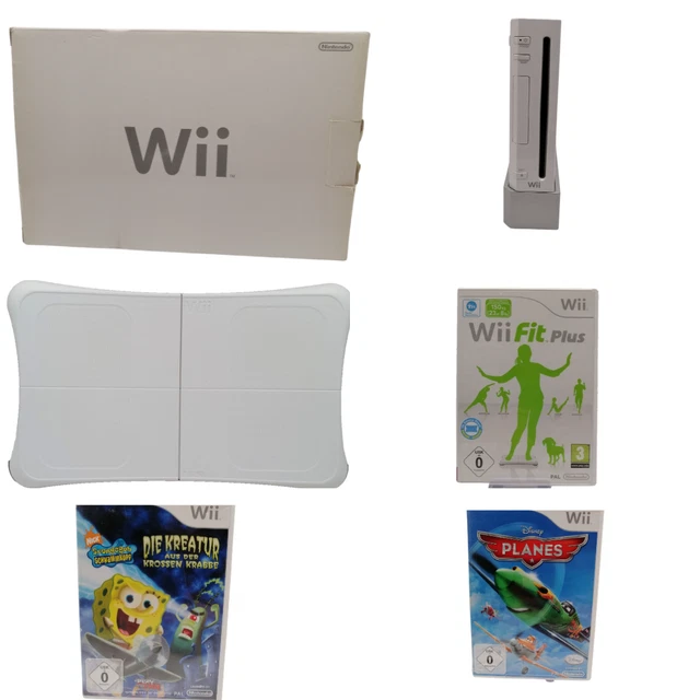 NINTENDO WII KONSOLE mit Balance Board Controller und Spiele Wii Fit Plus Sports EUR 84,99