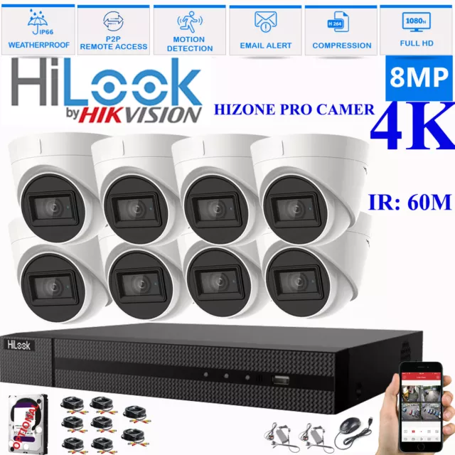 Hikvision 8Mp 4K Cctv Uhd Dvr 4/8Ch System Outdoor 8Mp 60M Camera Security Kit