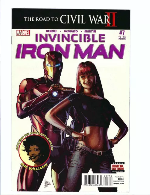 Invincible Iron Man 7, NM- 9.2, Marvel 2016, 1st app Riri Williams, 3rd Print🔑