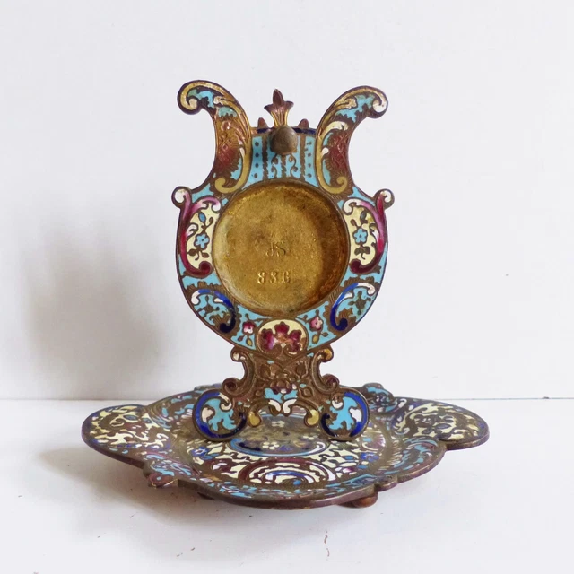 ANTIQUE LATE 19th CENTURY ENAMEL CLOISONNE BRONZE POCKET WATCH HOLDER 1880's