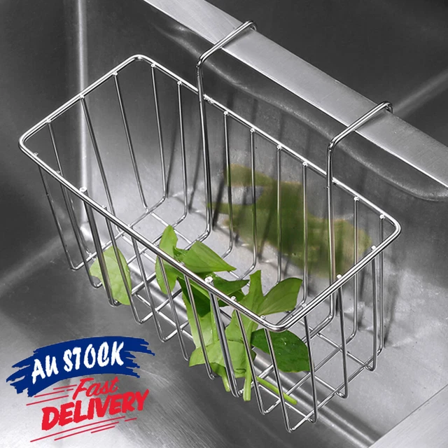 Stainless Steel Soap Sink Caddy Sponge Holder Storage Drainer Rack Brush Kitchen