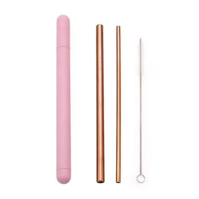 Reusable Drinking Straw Quality Stainless Steel With Clean Brush Portable Box