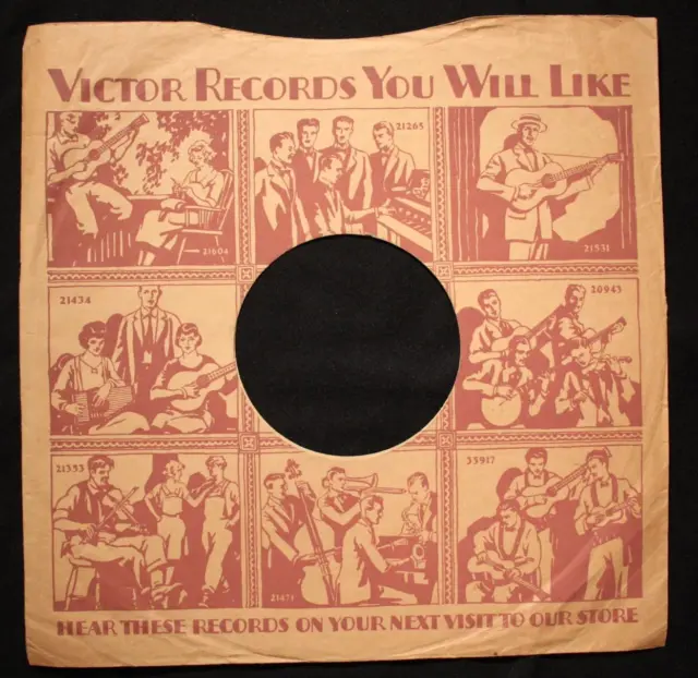 1920'S Victor Country Record Sleeve Orig Jimmie Rodgers, Carter Family, Jilsons