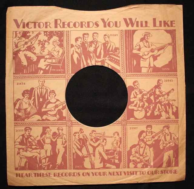 1920'S Victor Country Record Sleeve Orig Jimmie Rodgers, Carter Family, Jilsons 1920'S Victor Country Record Sleeve Orig Jimmie Rodgers, Carter Family, Jilsons