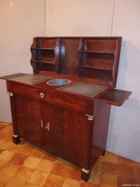 Credenza- Toilette In Piuma Di Mogano Stile Impero Epoca Primi 800 Francia