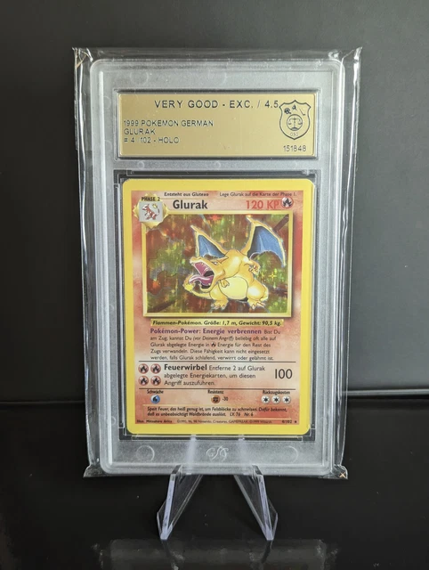 1999 Pokemon German Base Set Charizard Glurak Holo 4/102 PSA GSG 4.5