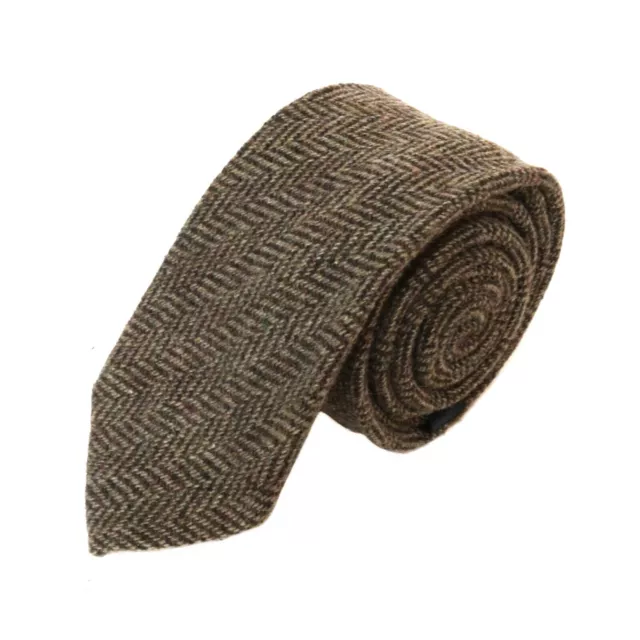 Tie Co Men's 7cm Wide Wool Tweed Twill Tartan Herringbone Houndstooth Check Ties