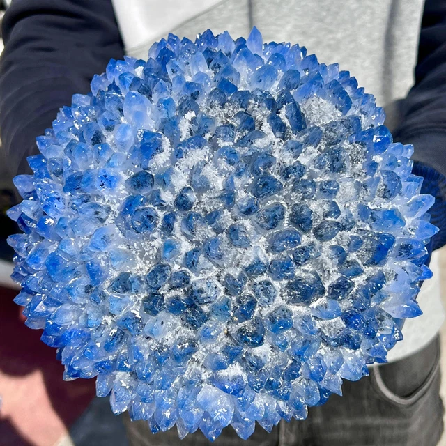 10.5LB New Find BLUE Phantom Quartz Crystal Cluster Mineral Specimen Healing