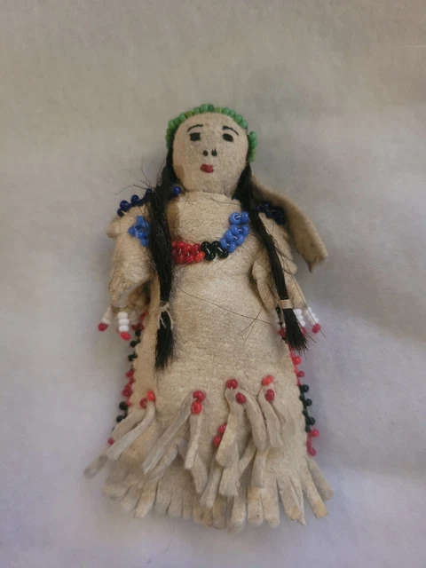 Buckskin & Beads ~ A Rare Size Small Doll Of Indigenous Heritage ~ Vintage