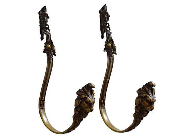 Pair Of Large Antique French Gilt Solid Bronze Curtain Tie Backs 19Th Century 2