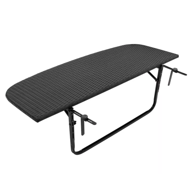 Balkontisch Balkonklapptisch Balkonhängetisch klappbar 120x40cm Rattan schwarz