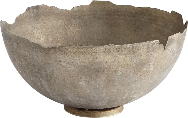 Decorative Bowl CYAN DESIGN POMPEII Large Gold Leaf White Wash White/Cream