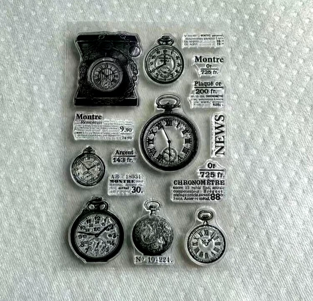 Clocks Telephone Journal Steampunk Sentiment  New Silicon Seal Card Making