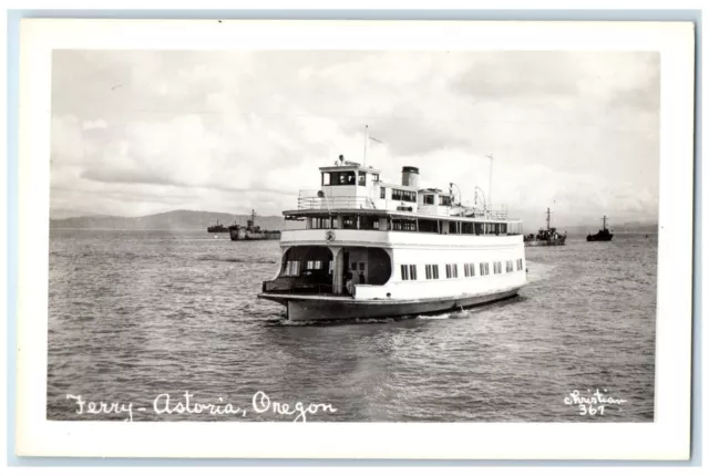 c1950's Ferry Astoria Oregon Christian RPPC Photo Unposted Antique Postcard