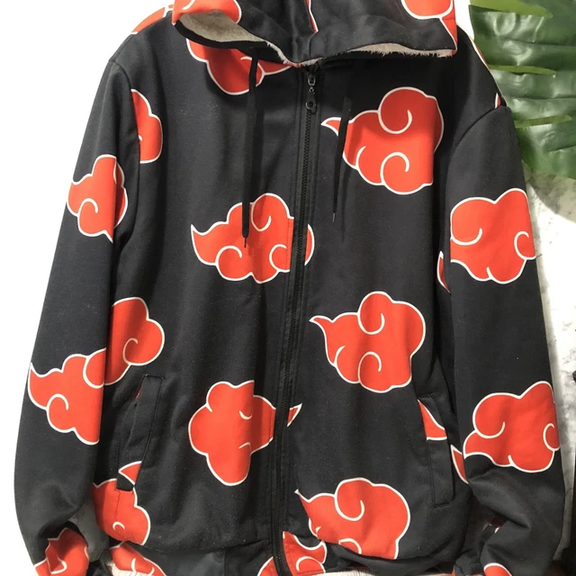 Naruto Shippuden Akatsuki Sherpa Lined Zip Up Hoodie Men’s Sz Large Japan Anime