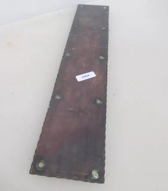 Victorian Copper Finger Plate Push Door Handle Antique Vintage Etched Hammered