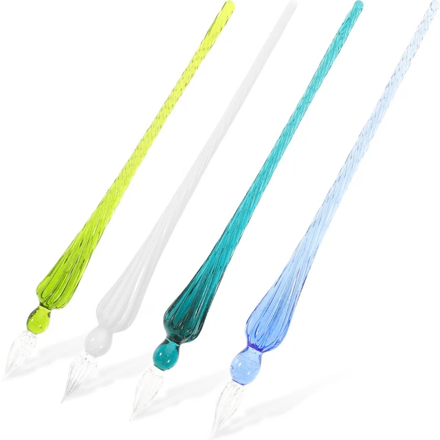 4 piezas Novedad Dip Pluma Multifunción Vidrio Dip Pluma Vidrio Buceo Pluma Tinta de Vidrio