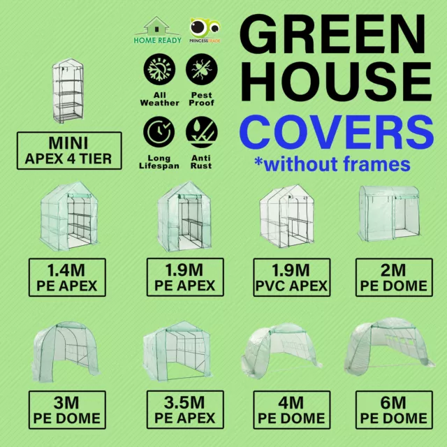 Garden Greenhouse Mini/Walk-In Green House Shed Storage Replacement Cover Only