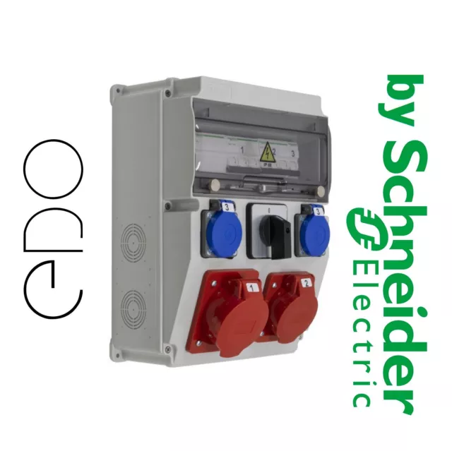Coffret de chantier équipé 32A+16A/5P 2x230V SCHUKO Interrupteur 2 positions EDO