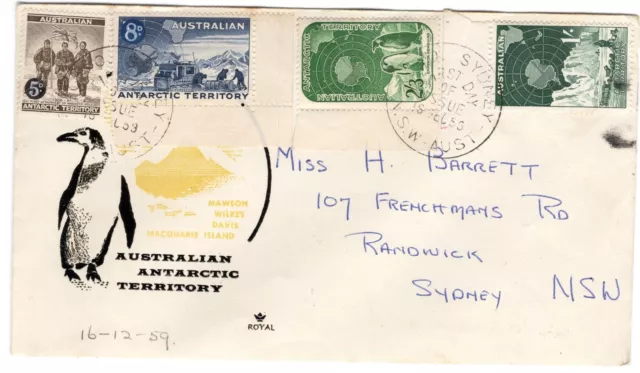 1959 Dec 16th. Royal First Day Cover. Australian Antarctic Territory.