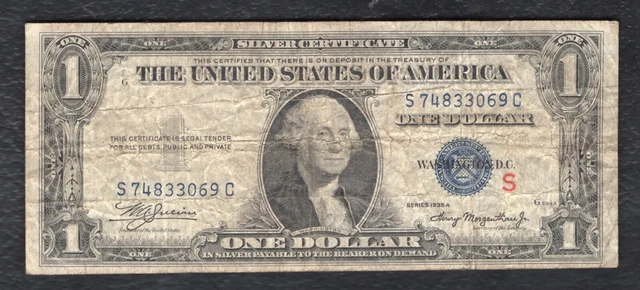 Fr. 1610 1935-A $1 One Dollar Silver Certificate Note “Experimental S” (B)