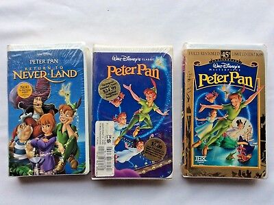 Peter Pan Lot of 3 Disney Rare Black Diamond/Classic/Masterpiece VHS Sealed New