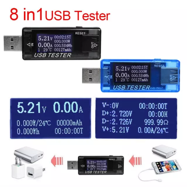 DC4 30V Digital USB Tester Spannungs Strom Meter Power Detektor 8 in 1 Neu