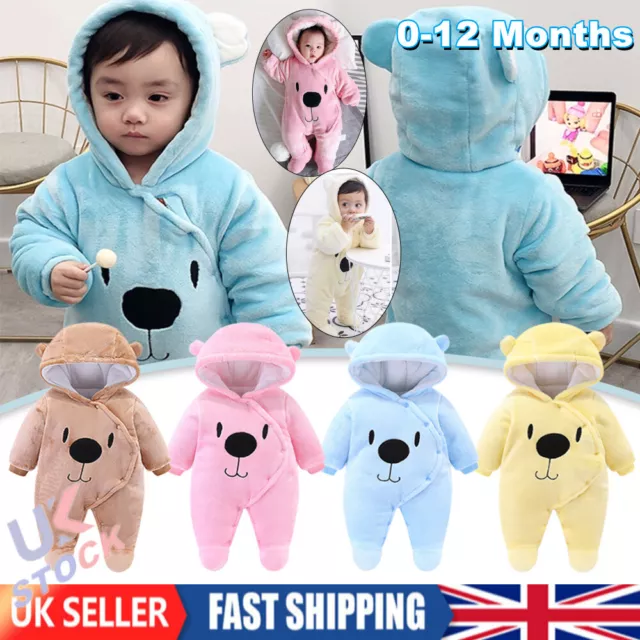 Newborn Baby Boy Girl Kids Bear Hooded Romper Jumpsuit Bodysuit Clothes Outfits❤