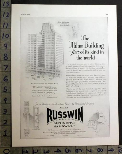 1928 Milam Building San Antonio Architect Geo Willis Russwin Hardware Ad 30848