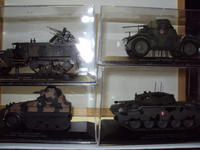 4 x LARGE ARMY MILITARY VEHICLES WWII CRUISER TANK ARMOURED CAR HALF TRACK &MORE