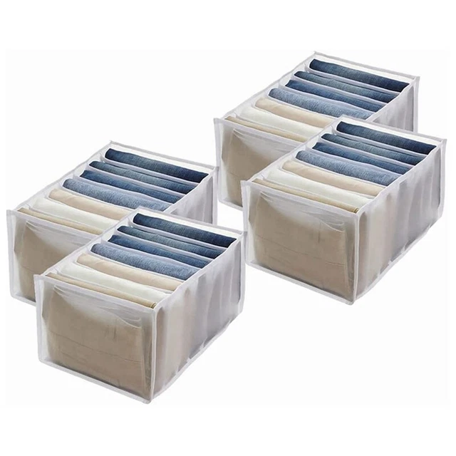 4 piezas organizador de almacenamiento de armario, vaqueros compartimento caja de almacenamiento armario, plegable M6Z1