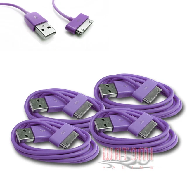 4Pcs 6Ft Usb Sync Data Power Charger Cables Ipad Iphone Ipod Classic Nano Purple