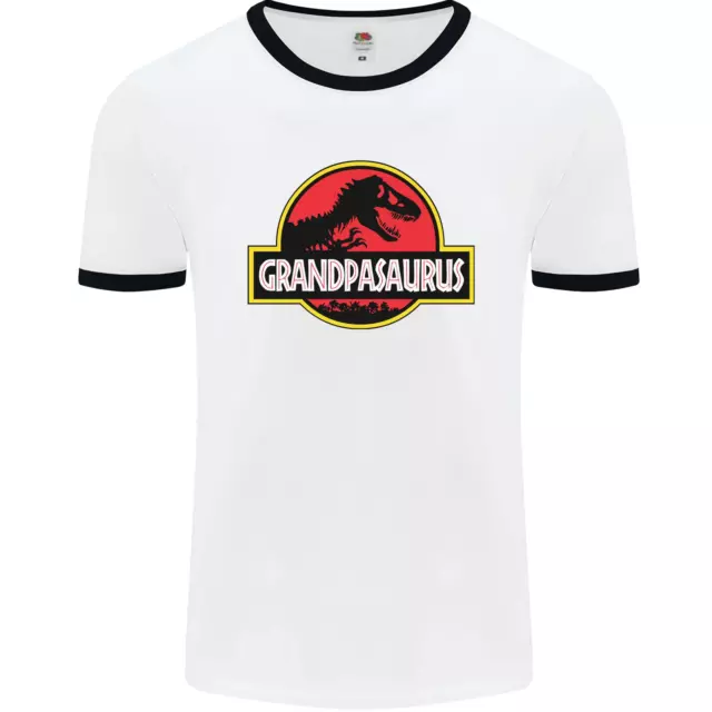Grandpasaurus Funny Grandpa Grandad Mens Ringer T-Shirt