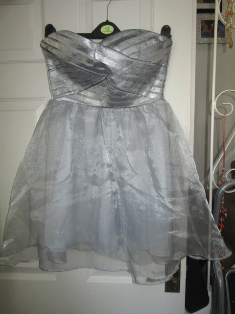 BNWT UK 10 Womens Ariana Grande Lipsy Dress Silver Bandeau Prom Organza  Mesh 20.00 - PicClick UK