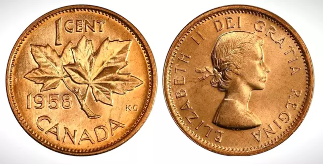 Canada 1958 Choice BU UNC Uncirculated Small Cent - Penny!!