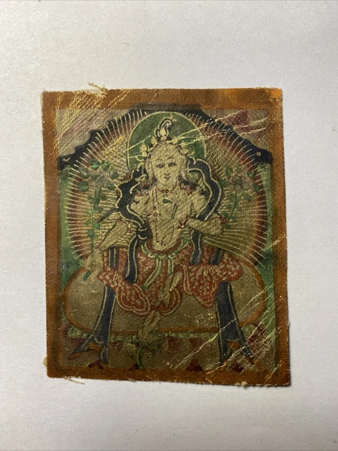 Mongolian Tibetan Buddhist miniature Tsakli Thangka painting  Mongolia 5.5x6.5cm