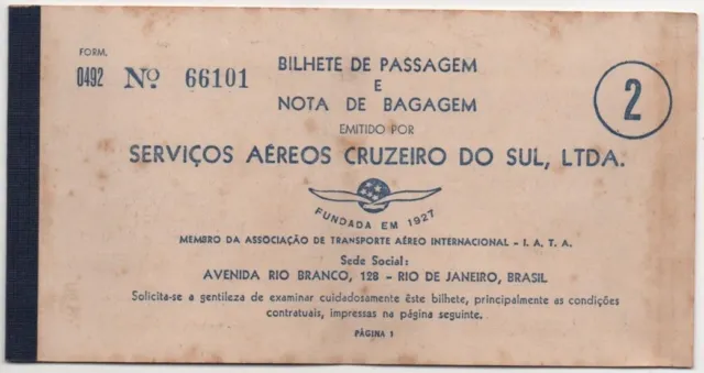 Airline Ticket - CRUZEIRO 1958(?)