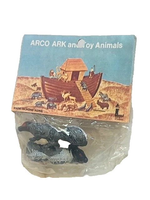 ARCO NOAHS ARK Toy Animals Plastic Figures SEALED bag 1970s vtg Skunks ...