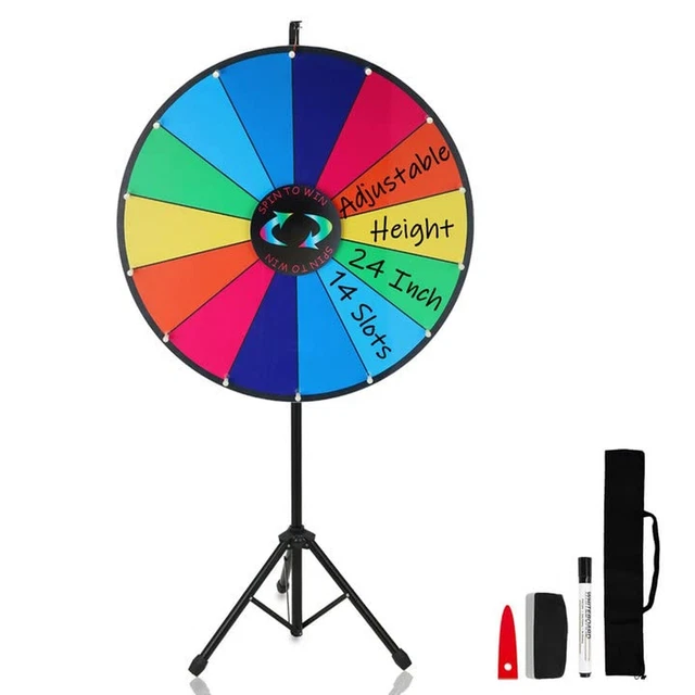 Hooomyai 24 Inch Prize Wheel with Folding Tripod Floor Stand Height Adjustabl...