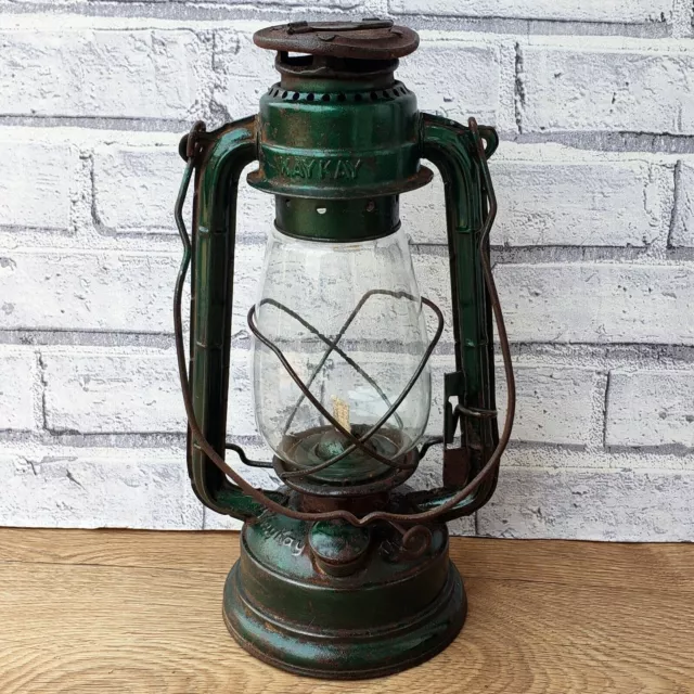 Original KAYKAY SUPER Hurricane Lamp Antique Collectible Oil Vintage Lantern.