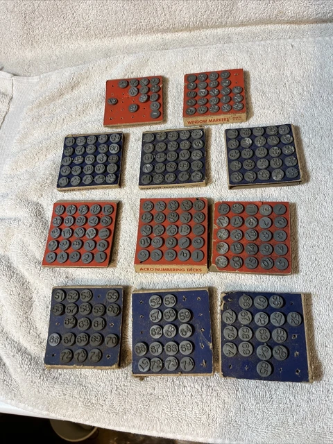 Over 200 Vintage Acro Numbering Window Markers Lead Tacks 6 Full Sets 5 Partial