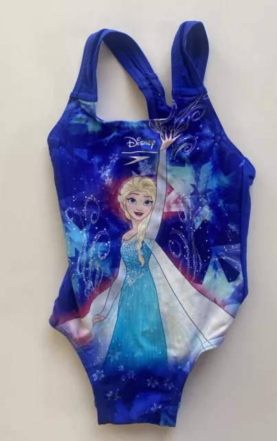 Speedo x Disney Frozen kids girls size 2 blue one piece bathers swim, VGUC