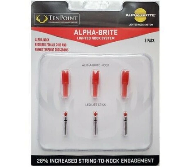 TenPoint Alpha-Brite Lighted Nock System 3/PK (Red) Crossbow Nocks #HEA-358R.3