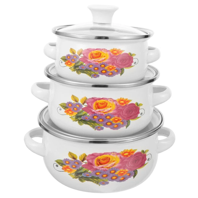 3 ollas pequeñas, olla de sopa, olla de cocina, olla apilable,
