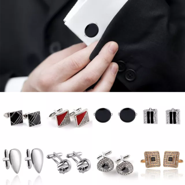 Fashion Men Cufflinks 1 Pair of Shirt Suit Cuff Links Jewelry Rhinestone Classic