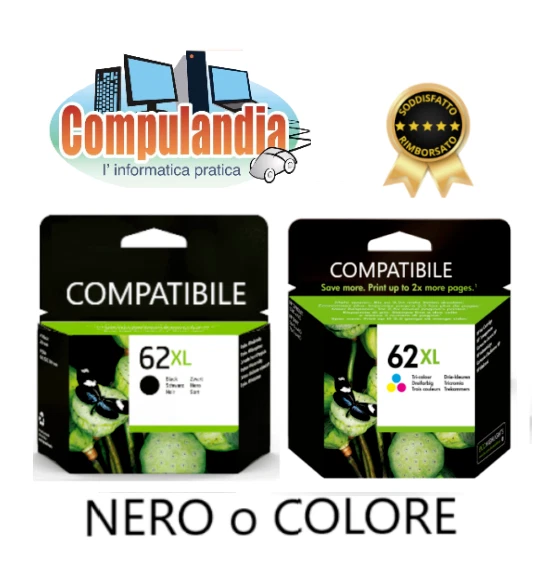 HP 62XL C2P05AE NERA / HP 62XL Colore  - Cartuccia Compatibile
